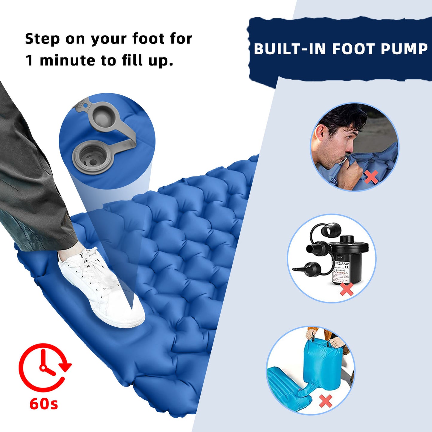 Inflatable Camping Air Mattress with Built-in Pump